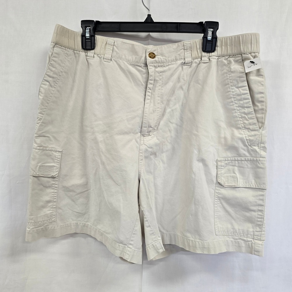 Reel Legends Mens Khaki Cargo Shorts Size 36 Cotton Fishing Performance Tan